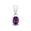 STERLING SILVER 6MM X 4MM NATURAL AMETHYST OVAL PENDANT