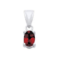 STERLING SILVER 6MM X 4MM NATURAL GARNET OVAL PENDANT