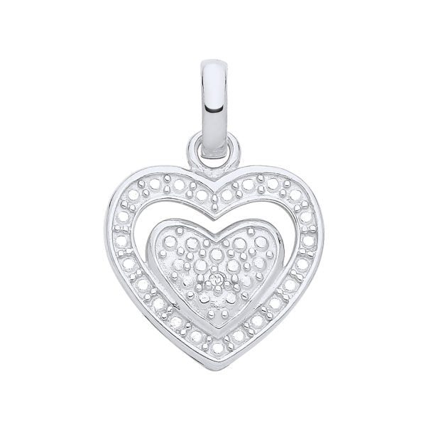 STERLING SILVER NATURAL DIAMOND HEART PENDANT