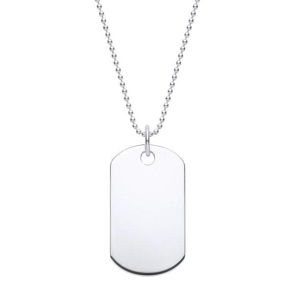 STERLING SILVER 24 INCH GENT’S DOG TAG PENDANT & CHAIN