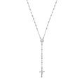 STERLING SILVER 24 INCH ROSARY BEADS NECKLACE