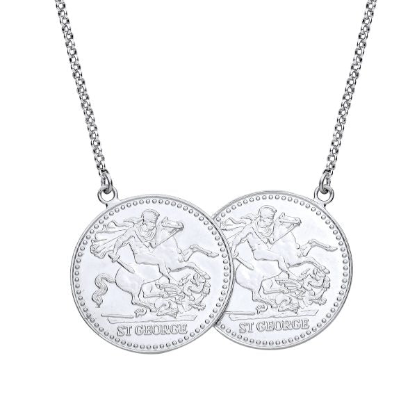 STERLING SILVER FULL SOVEREIGN DOUBLE COIN NECKLACE