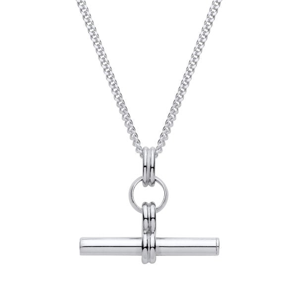 STERLING SILVER 18 INCH CURB T BAR NECKLACE