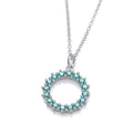 STERLING SILVER SIMULATED EMERALD CIRCLE NECKLACE