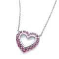 STERLING SILVER SIMULATED RUBY HEART NECKLACE