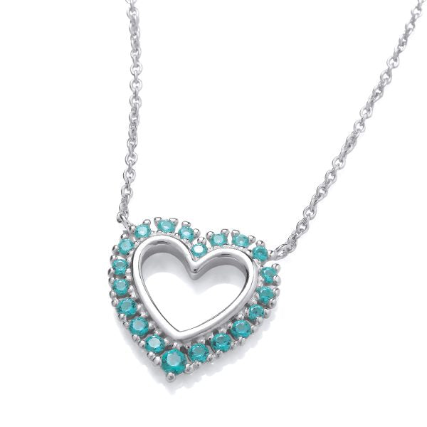 STERLING SILVER SIMULATED EMERALD HEART NECKLACE