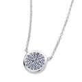 STERLING SILVER SIMULATED SAPPHIRE CIRCLE CLUSTER NECKLACE