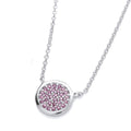 STERLING SILVER SIMULATED RUBY CIRCLE CLUSTER NECKLACE