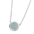 STERLING SILVER SIMULATED EMERALD CIRCLE CLUSTER NECKLACE