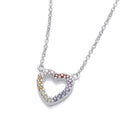 STERLING SILVER RAINBOW CZ HEART NECKLACE