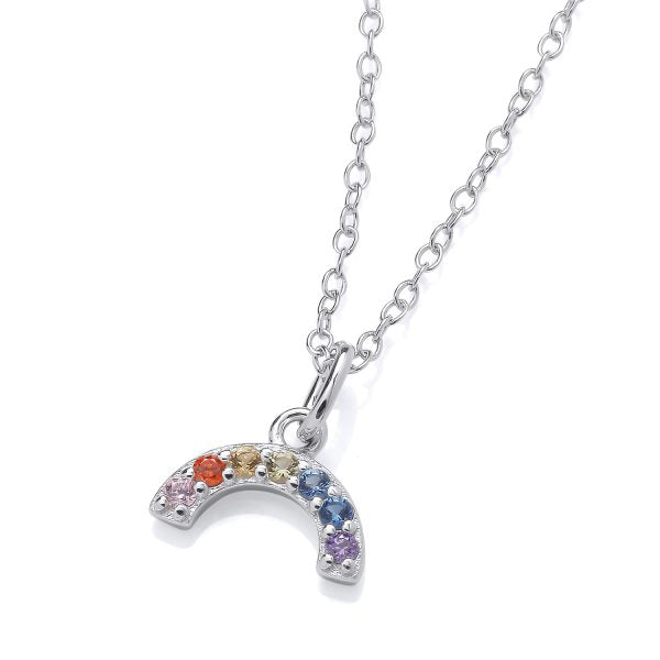STERLING SILVER RAINBOW CZ NECKLACE