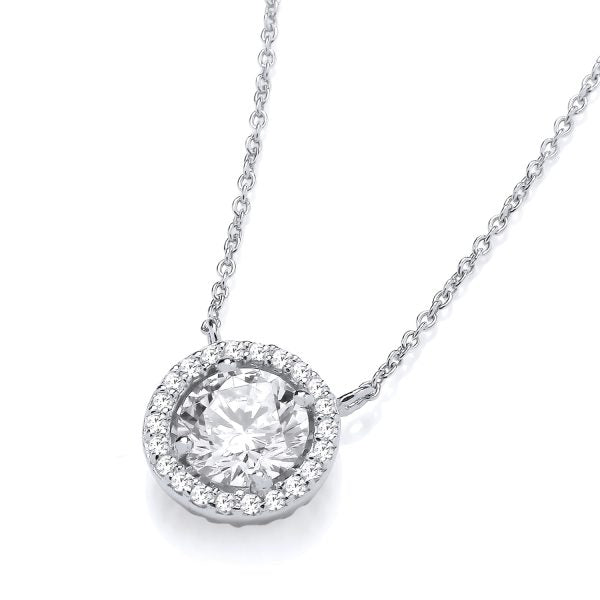STERLING SILVER CZ HALO NECKLACE – 16 2 INCH EXTENDER