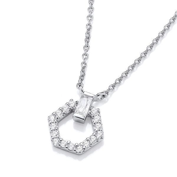 STERLING SILVER CZ HEXAGON NECKLACE