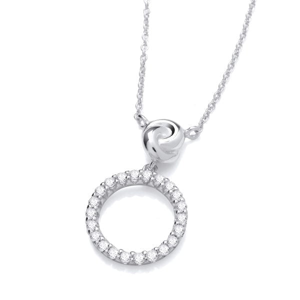 STERLING SILVER CZ KNOT INFINITY CIRCLE NECKLACE