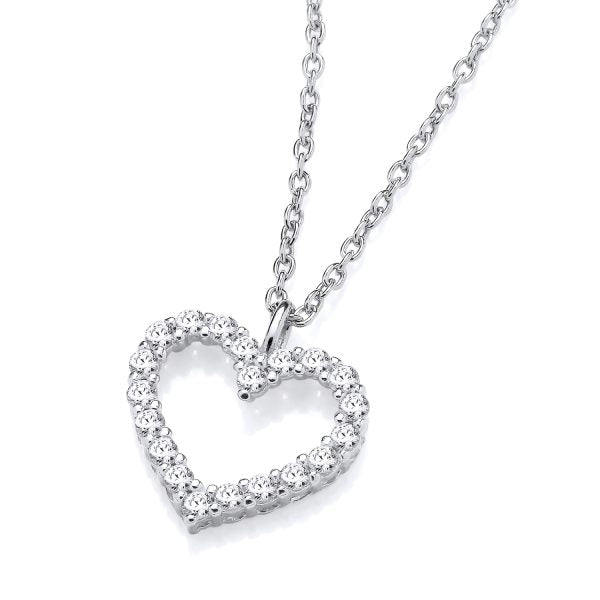 STERLING SILVER CZ HEART NECKLACE – 15.5   2.5 INCH EXTENDER
