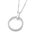 STERLING SILVER CZ CIRCLE NECKLACE – 16   2 INCH EXTENDER