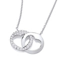 STERLING SILVER CZ CUT OUT DOUBLE HEART NECKLACE