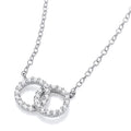 STERLING SILVER CZ INTERLOCKING CIRCLE NECKLACE – 15.5   2 INCH
