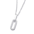 STERLING SILVER CZ PAPERCLIP NECKLACE – 16   2 INCH EXTENDER