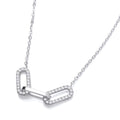 STERLING SILVER CZ PAPERCLIP NECKLACE