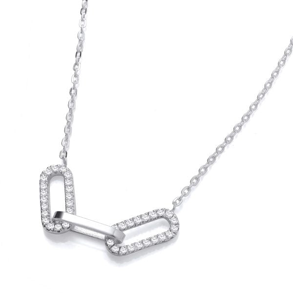 STERLING SILVER CZ PAPERCLIP NECKLACE