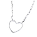 STERLING SILVER PAPERCLIP CHAIN HEART NECKLACE