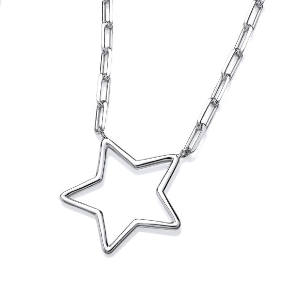 STERLING SILVER PAPERCLIP CHAIN STAR NECKLACE