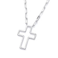 STERLING SILVER PAPERCLIP CHAIN CROSS NECKLACE