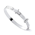 STERLING SILVER 4MM FLORAL PATTERNED EXPANDING BABY BANGLE