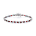 STERLING SILVER SIMULATED RUBY & CZ TENNIS BRACELET – 7.5 INCH